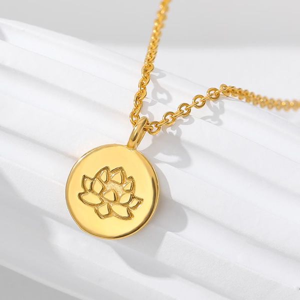 

pendant necklaces vintage buddhism flower of life om lotus necklace for women yoga prayer buddhist meditation jewelry choker long chain, Silver