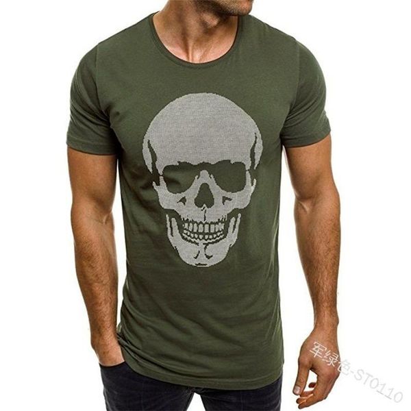 

men's t-shirts skull t shirt mens round neck short sleeve slim t-shirt summer fashion plus size tees for men, White;black