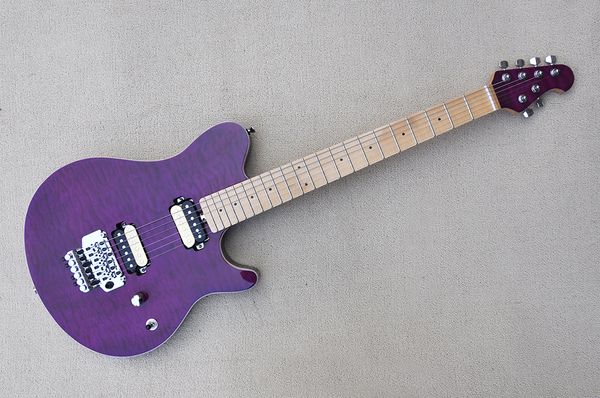 

purple body electric guitar with chrome hardware, maple quilted provide customized services