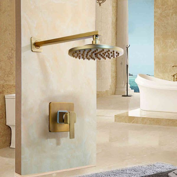 

bathroom shower sets antique brass set square 8 inch wall mounted rainfall bathtub faucet head & hand gre5