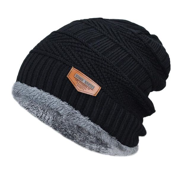 

beanies men's winter hat 2021 fashion knitted black hats fall thick and warm