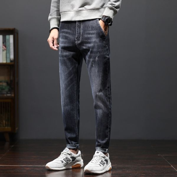 

new jeans men's fashion korean jeans pants youth elastic slim leggings, Blue