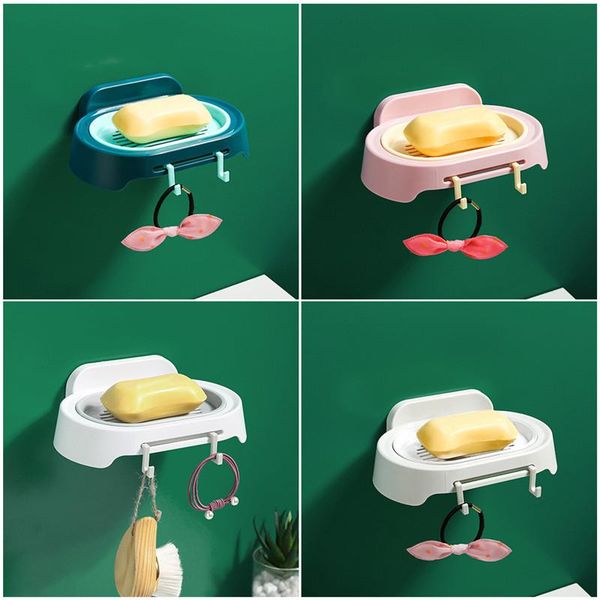 

1pcs bathroom soap box racks punching no trace stickers suction cup wall hanging creative household drain dishes