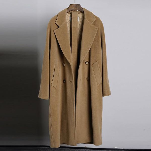 

women's wool & blends cashmere coat female long max hepburn wind 101801 double-breasted camel overcoat woollen, Black