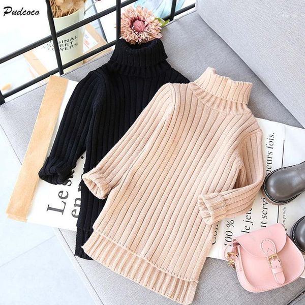 

sweater toddler kids baby girl solid long sleeve tutleneck slim knitted dress winter spring 1, Blue