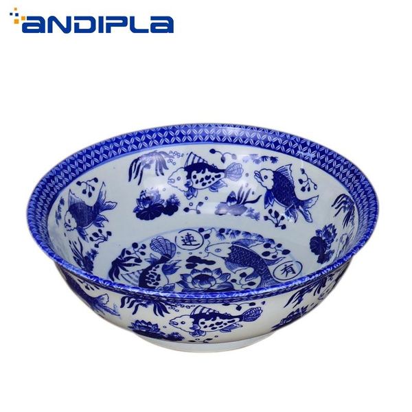 

bowls jingdezhen thicken ceramic soup noodle bowl blue and white porcelain big ramen anti spill mixing fruit salad container