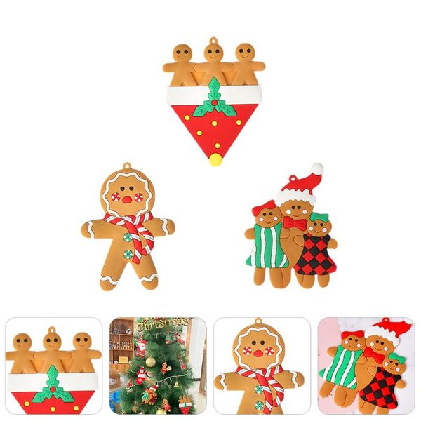 

christmas decorations 3pcs gingerbread man tree pendant decorating tool festival home decor