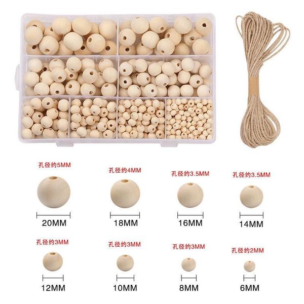 

other 660 pcs 8 sizes wooden beads for crafts, with 10m jute twine, unfinished wood jewelry making, diy crafting