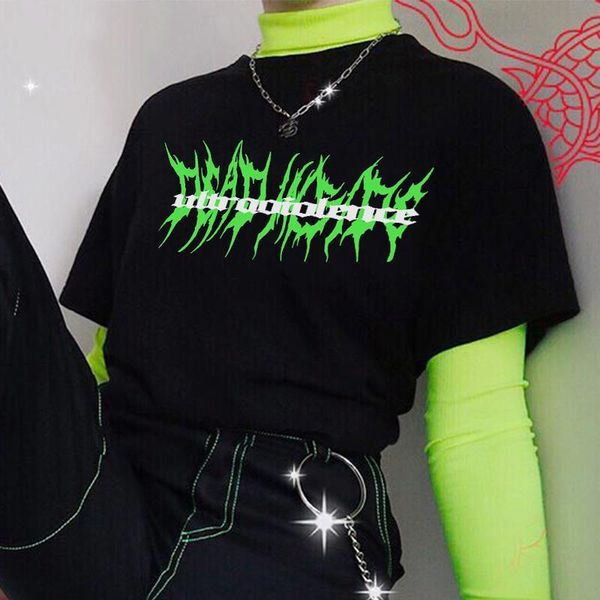 

punk gothic loose streetwear women harajuku letter print summer hip hop fashion female casual aesthetic, White