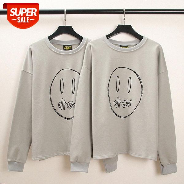 

bieber men and women with hand-painted sketch embroidery smiley face pullover sweater casual jacket #gd1u, Black