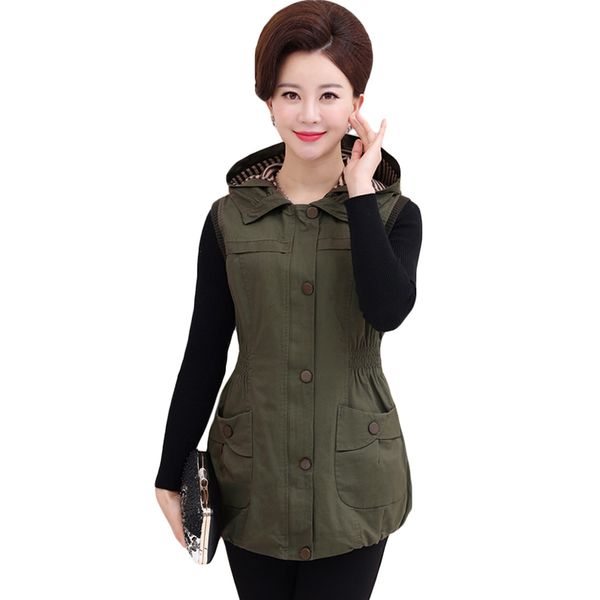 

jacket spring coat slim women female plus size collection cotton sleeveless collections with two xh402 pockets 2gjj, Black;brown
