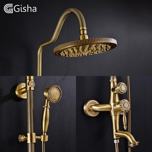 

gisha 1 set classical style bathroom shower faucet bath mixer tap with hand head wall mounted g5001 sets