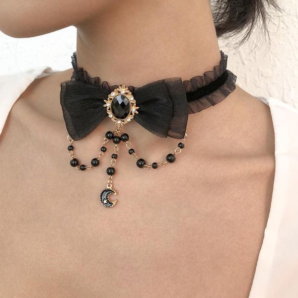 

chokers black lace choker gothic statement necklace halloween costume goth jewelry chocker cosplay accessories, Golden;silver