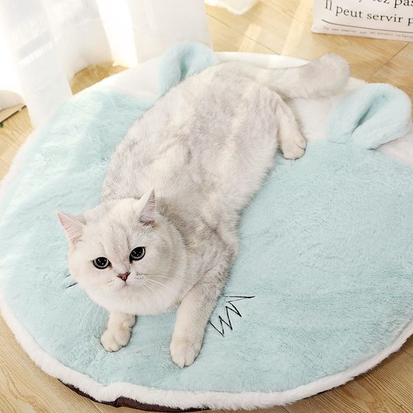 

crates pet nest cartoon color contrast all wool round pad makes a comfortable warm bed for kittens