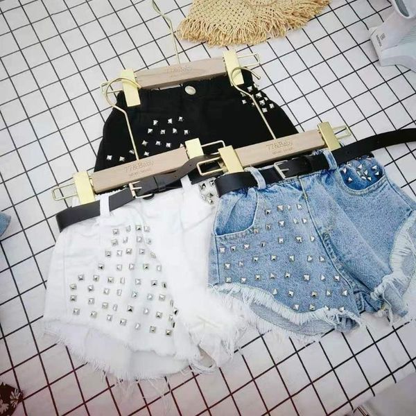 

fashion girls beading denim shorts summer kids 4-9 years, Black