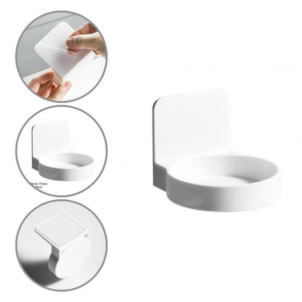 

storage boxes & bins bathroom cup holder white self-adhesive rack solid color multi-use fashion toothbrush drilling-free