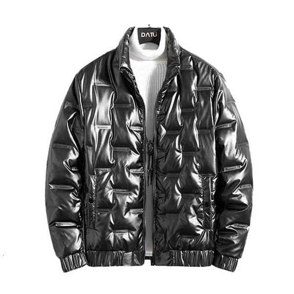 

men's down 2021 shiny winter jacket large size stand collar 80% gray duck coat lightweight youth warm trendy, Black