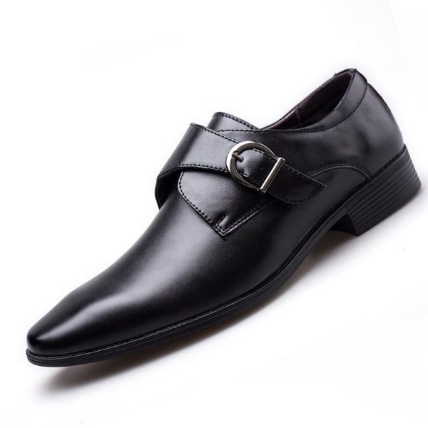 

formal business men oxford shoes pointed toe male pu leather casual fashion dress, Black