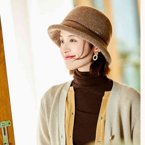 

hat [wool]hat female autumn and winter fisherman hat leisure simple curled basin, Blue;gray