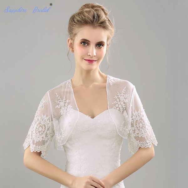 

wraps & jackets sapphire bridal women' 2021 wedding lace bolero shawl with beads, White