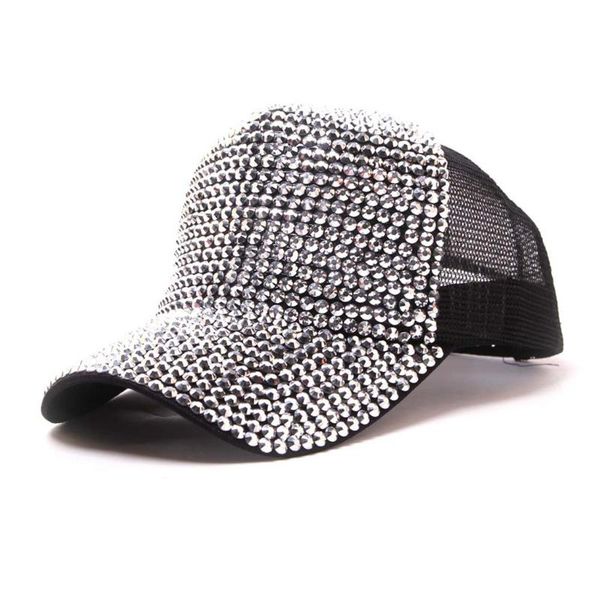 

outdoor hats sequin cap fashion plain mesh baseball breathable sports caps sun protection cappellino da #p2, Black;white