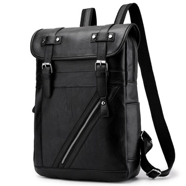 

backpack men's pu vintage leather leisure travel bag notebook 15.6 inch waterproof college student