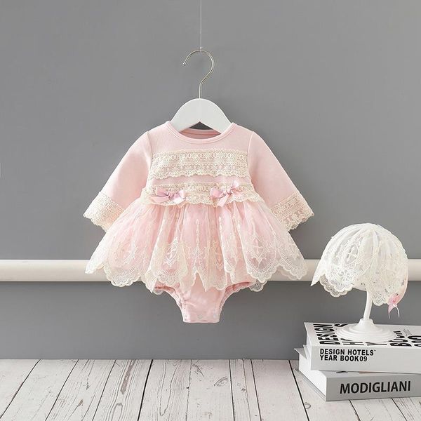 

jumpsuits children's clothing 2021 autumn baby one-piece suit sweet princess lace romper crawling clothes girl, Blue
