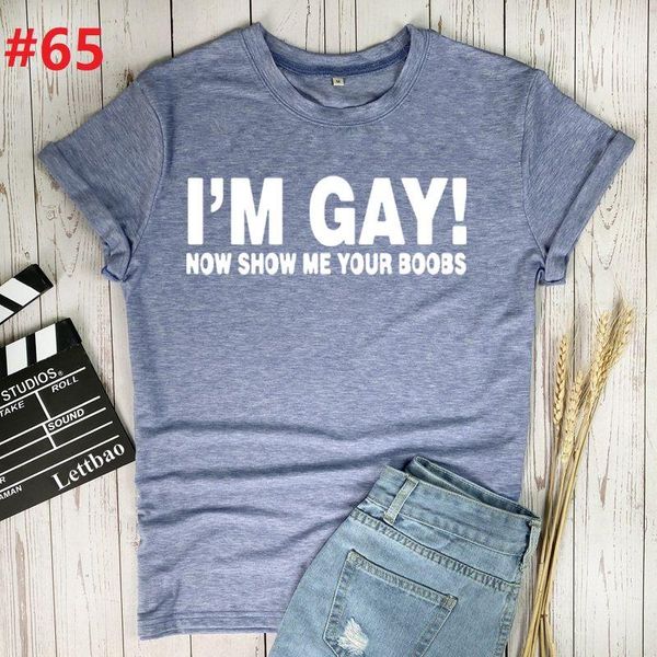 

women's t-shirt im gay letter print women round neck summer casual femme woman clothes short sleeve tees harajuku, White