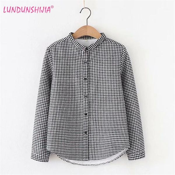 

women's blouses & shirts lundunshjia 2021 autumn winter women black white plaid plus velvet blouse long sleeve shirt camisas femininas