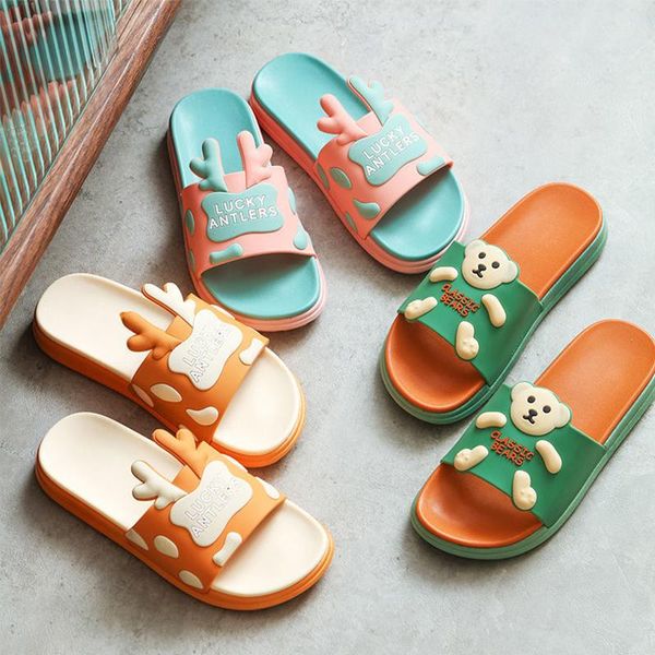

slippers 2021 summer women cute animal floor flat shoes indoor flip flops non-slip bathroom home female beach shoe, Black