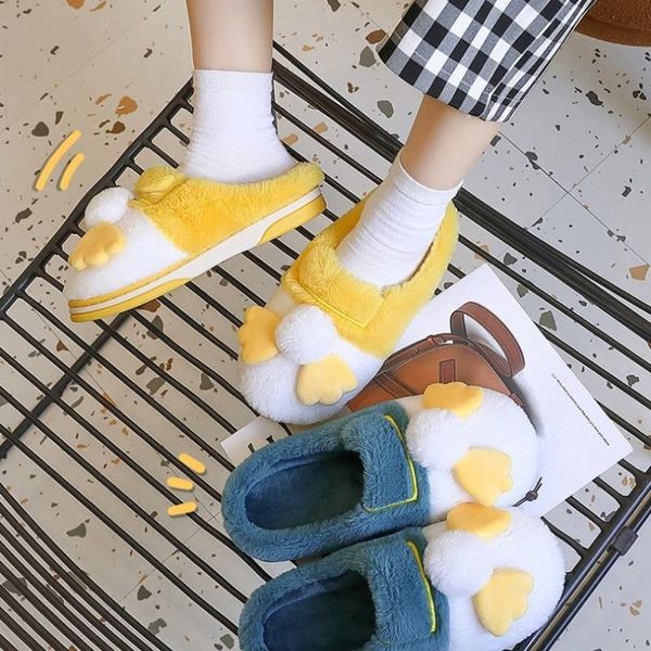 

slippers cotton fuzzy women winter warm home lovely plush indoor ladies shoes flat slides female fluffy, Black