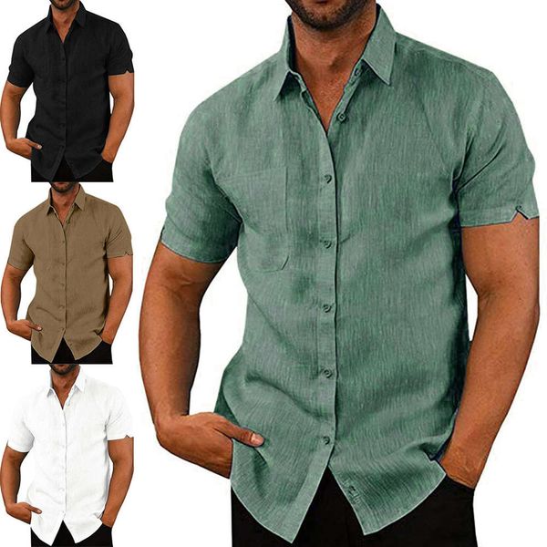 

shirtsmen's solid short sleeve shirt in spring and summer, White;black