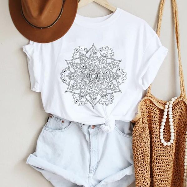 

women's t-shirt women cartoon floral flower cute ladies style fashion summer lady print tee graphic t female tshirts clothes, White