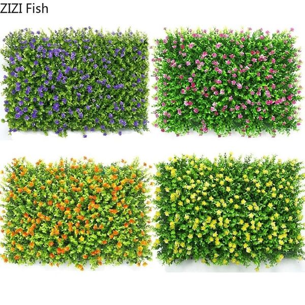

decorative flowers & wreaths colored red purple yellow eucalyptus flower lawn green plant wall decoration encrypted plastic fake simulation