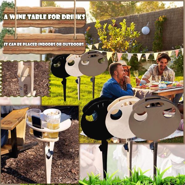 

portable wooden outdoor folding wine glass rack outside beach garden table beer holder detachable picnic travel pads