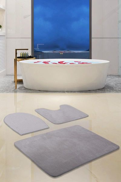 

bonny home aurora gray pcs set bath mat non-slip bottom toilet seat pad mats