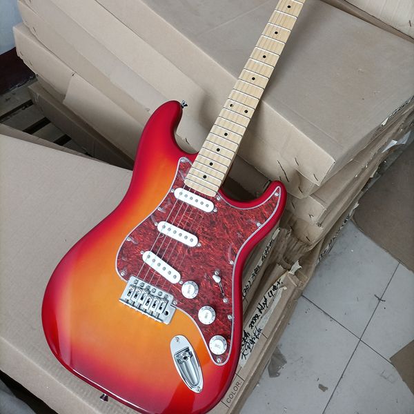

6 strings cherry sunburst electric guitar,maple fretboard
