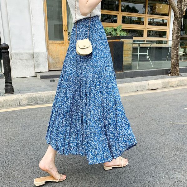

skirts women summer streetwear high fashion designers elastic waist print long, Black