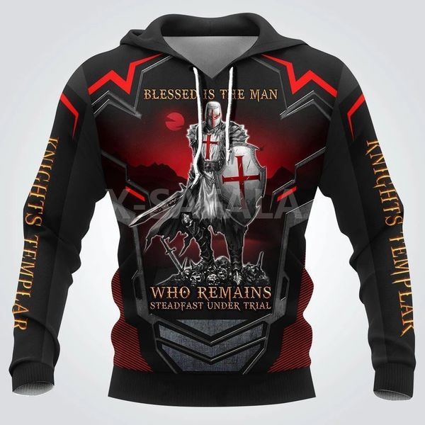 

men's hoodies & sweatshirts irish armor templar knight 3d print spring hoodie man women harajuku outwear zipper pullover sweatshirt cas, Black