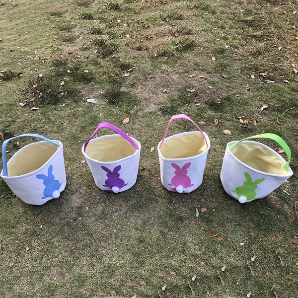 

2021 rabbit basket easter bunny handbags printed canvas tote bag egg candies 4 colors 20pcs oa3960, Black