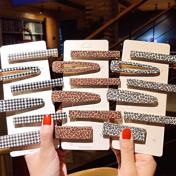 

hair accessories 2pcs/set women elegant print leopard acrylic hairpins sweet clips barrettes headband ins fashion