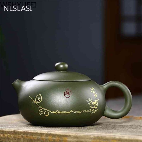 Yixing teiera viola argilla teiera xishi famosa fatta a mano originale miniera bollitore di fango verde cinese personalizzato Teaware 240ml 210621