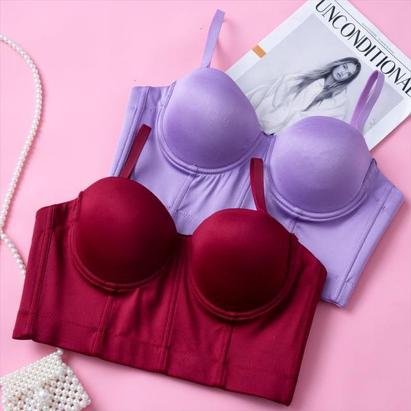 

candy color camisole women tanks solid half cup lingerie comfortable gather push up bra smooth underwear y909, White
