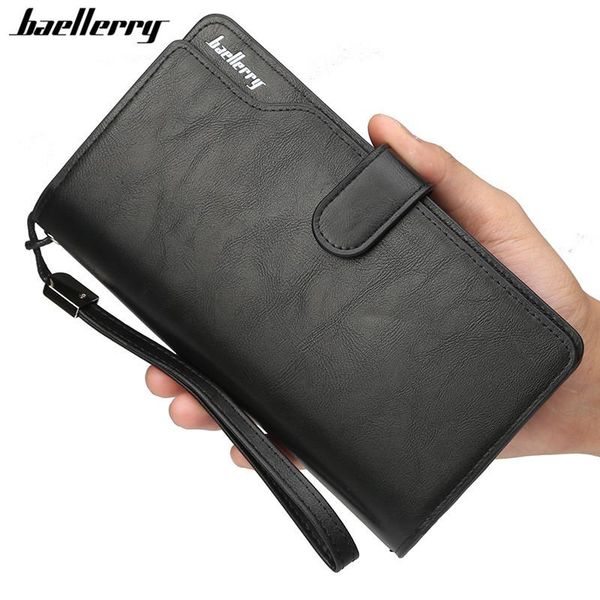 

baellerry wallet men leather purse fashion casual male clutch zipper bag brand wallets multifunction, Red;black