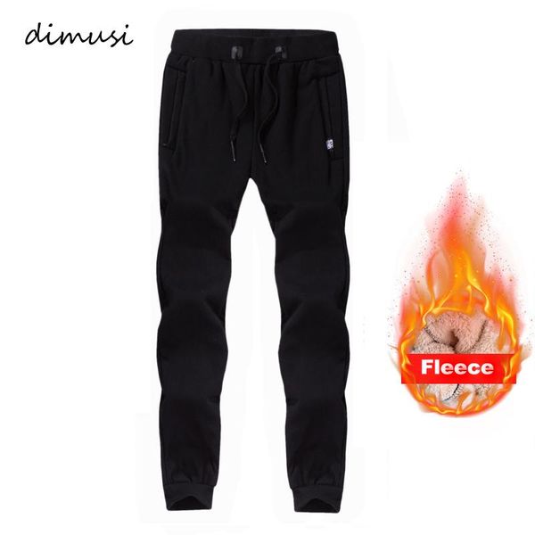 

men's pants dimusi winter mens joggers casual fitness men fleece warm sportswear sweatpants trousers gyms track clothing 8xl, Black