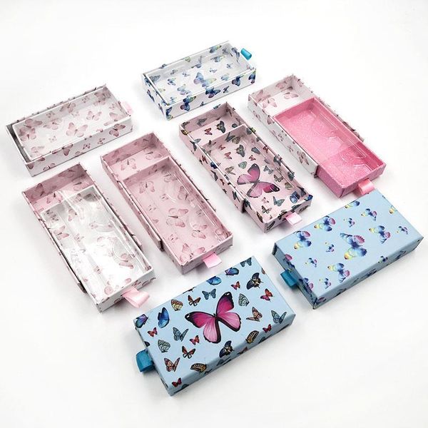

wholesale butterfly eyelash packing box rectangular drawer full window false fine mounting boxes can customize logo drop eyelashes1