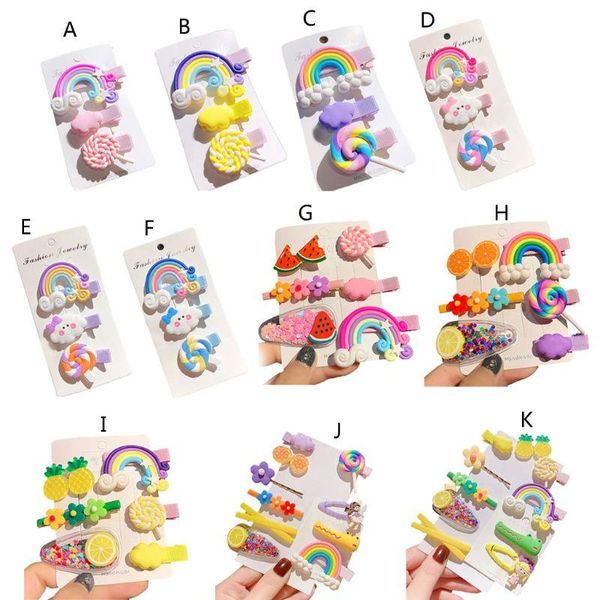 

hair accessories cute polymer clay children headwear kit girls candy color rainbow cloud lollipop hairpins cartoon