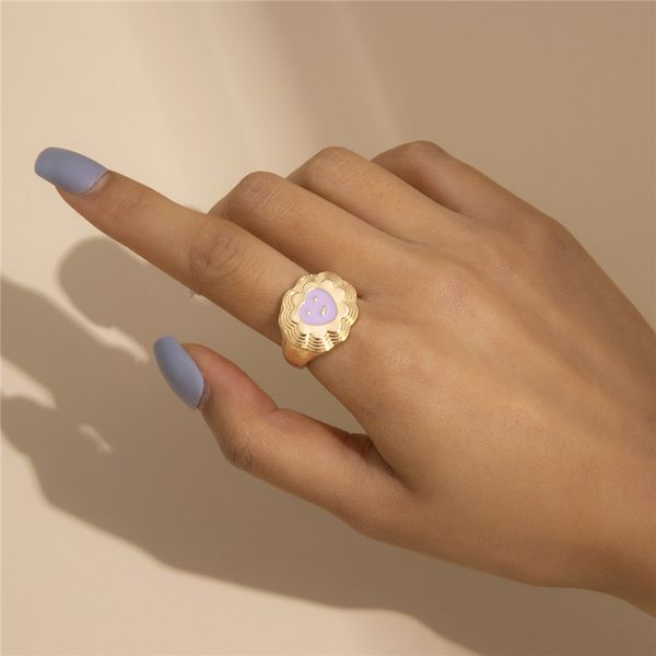 

european cloud model heart face finger rings geometric cartoon oil drip jewelry accessories wholesale colorful fashion alloy girls women rin, Golden;silver