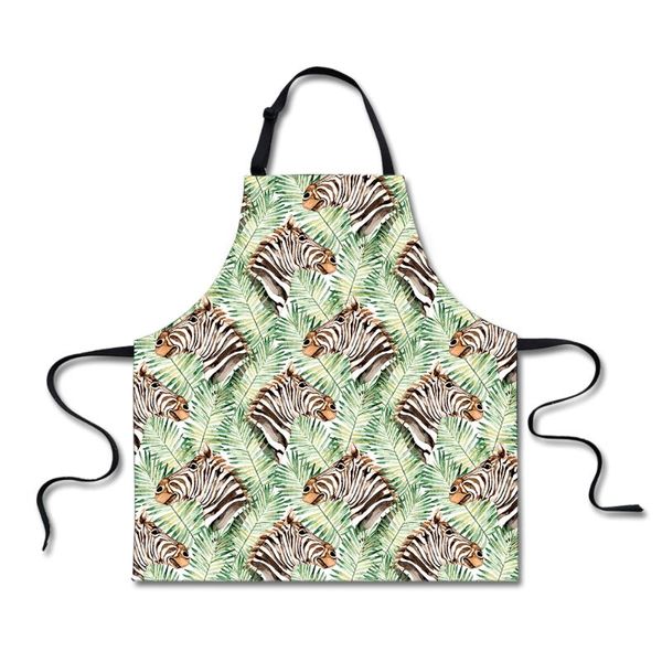 

aprons cute animal zebra tiger leaf print bbq apron kitchen for women men cooking bib gift wedding delantal cocina
