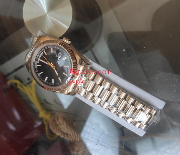 

watches 36mm 118238 mechanical black dial sapphire glass yellow gold stainless steel bracelet luxury mens watch waterproof real p, Slivery;brown